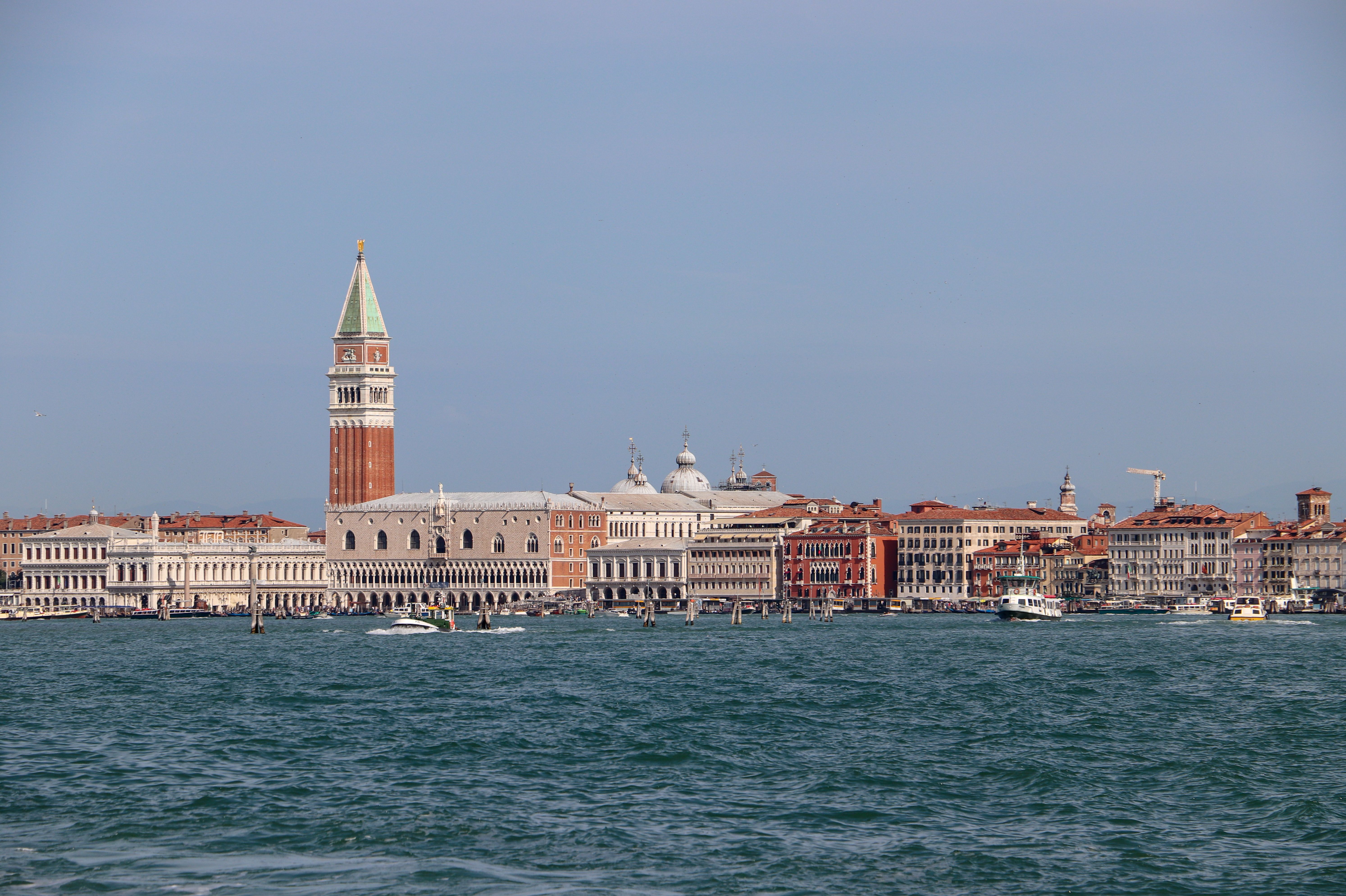 The Gothic façade of Hotel Danieli on Riva degli Schiavoni, Venice, at dusk