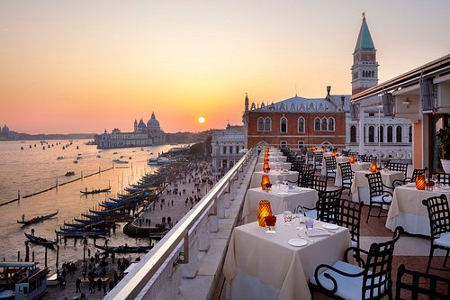 Sunset over San Giorgio Maggiore seen from the Danieli rooftop